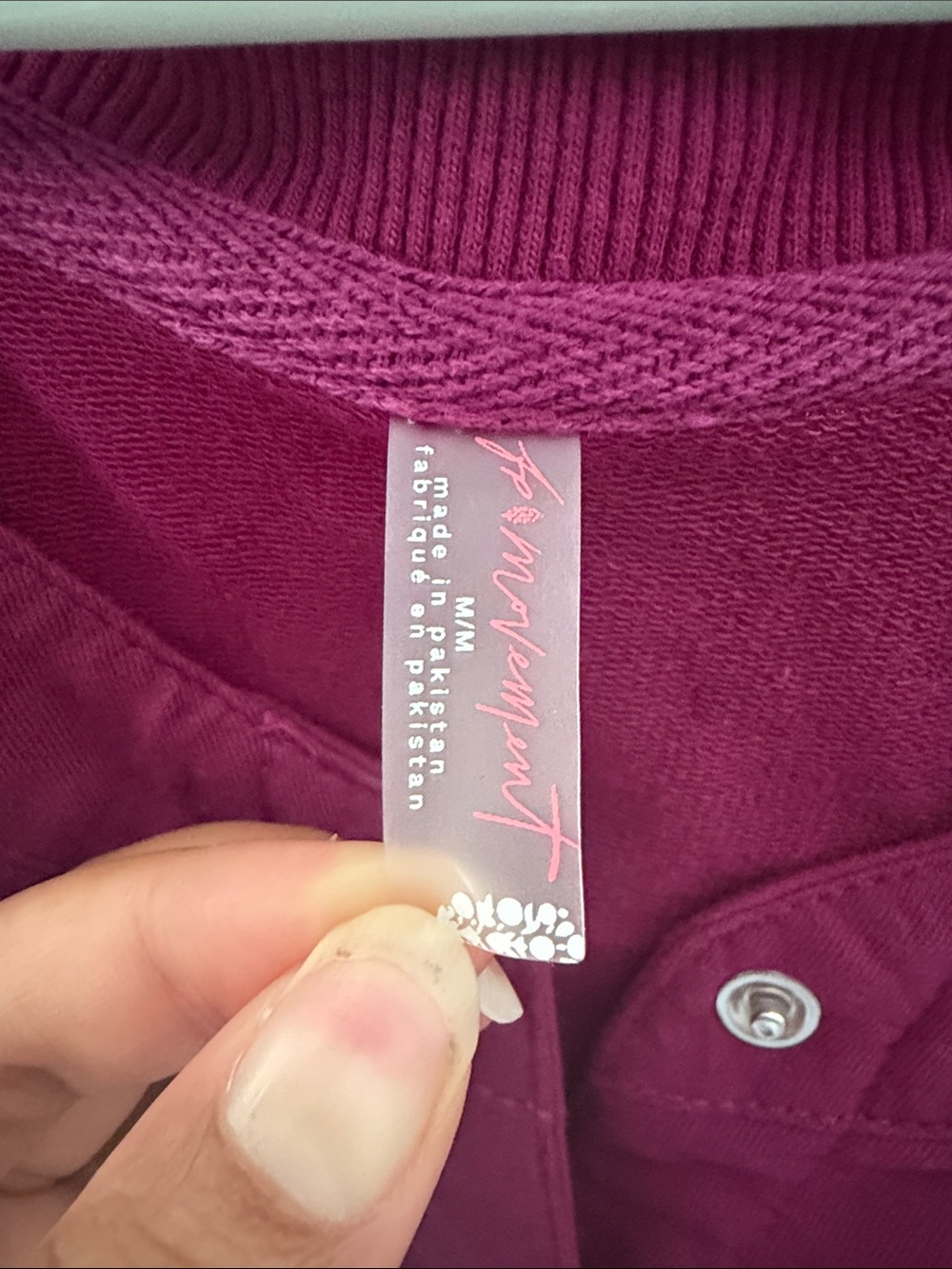 FP Movement by Free People Plum Snap-Front Knit Top - Picture 2 of 3